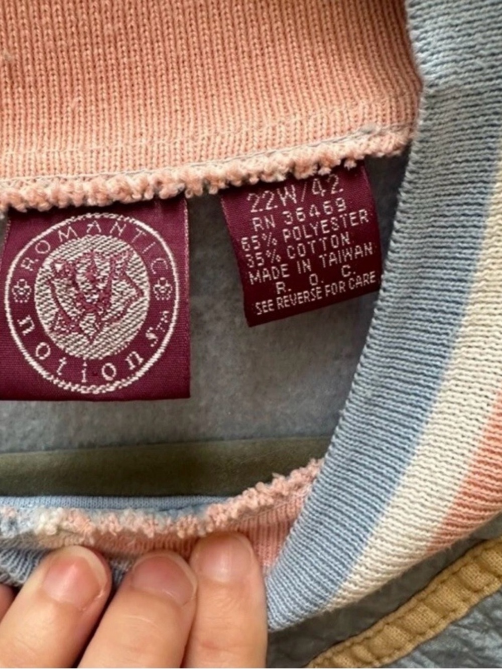 VTG 80s 90s Lightweight Windbreaker Pullover Jacket Pastel Pink Blue L Women’s - Picture 4 of 8